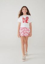Conjunto Manga Curta Menina Em Tecido Com Shorts