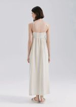 Vestido Midi Listrado Com Linho