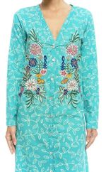 Vestido Em Viscose Sarjada Com Bordado