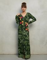 Vestido Em Viscose Sarjada Com Bordado
