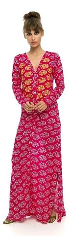 Vestido Em Viscose Sarjada Com Bordado