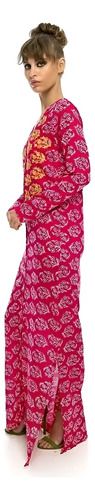 Vestido Em Viscose Sarjada Com Bordado