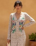 Vestido Em Viscose Sarjada Com Bordado