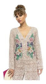 Vestido Em Viscose Sarjada Com Bordado