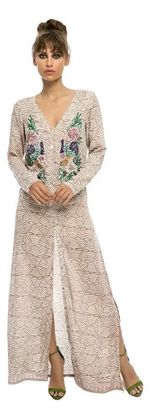Vestido Em Viscose Sarjada Com Bordado