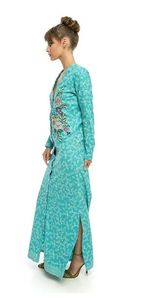 Vestido Em Viscose Sarjada Com Bordado