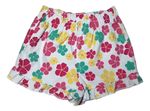 Shorts Infantil Menina Floral Em Sarja Com Babado
