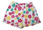 Shorts Infantil Menina Floral Em Sarja Com Babado