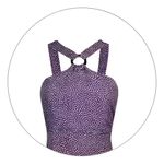 Vestido Curto Godê E Decote Com Argola Estampado