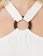Vestido Curto Godê E Decote Com Argola Estampado