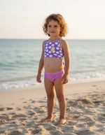 Biquíni Infantil Top Halter Neck Em Poá