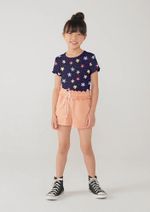 Shorts Infantil Menina Evasê Em Malha De Algodão
