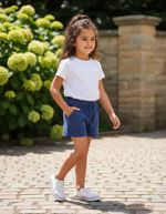 Shorts Infantil Menina Evasê Em Malha De Algodão