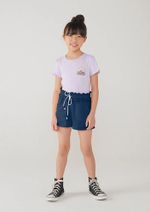 Shorts Infantil Menina Evasê Em Malha De Algodão