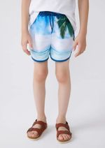 Shorts Infantil Em Tactel Estampado + Saquinho Embutido