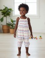 Macaquinho Infantil Menina Estampado Toddler Em Viscose
