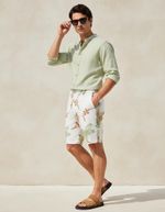 Bermuda Masculina Estampada Em Linho
