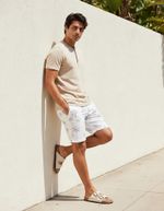 Bermuda Masculina Estampada Em Linho