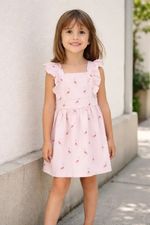 Vestido Infantil Em Tecido De Algodão