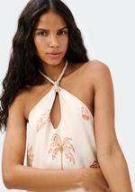 Vestido Curto Estampado Halterneck