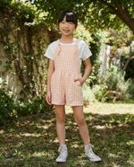 Jardineira Infantil Em Tecido De Linho E Viscose