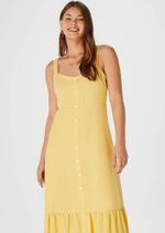 Vestido Longo Decote V Com Botões