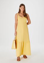 Vestido Longo Decote V Com Botões