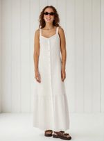 Vestido Longo Decote V Com Botões