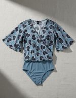 Body Feminino Com Decote Transpassado  Azul