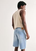 Bermuda Jeans Masculina Reta Com Elastano