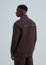 Camisa Masculina Manga Longa Em Sarja Costura Contrastante
