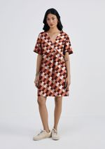 Vestido Curto Estampado Em Viscolinho