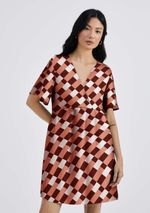Vestido Curto Estampado Em Viscolinho