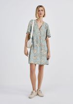 Vestido Curto Estampado Em Viscolinho