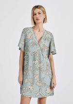 Vestido Curto Estampado Em Viscolinho
