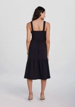 Vestido Midi Decote Reto Com Franzidos