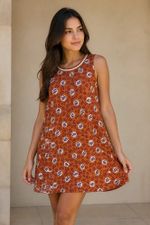 Vestido Curto Em Tecido De Viscose Sarjada Estampado