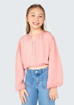 Blusa Infantil Menina Manga Longa Cropped