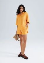 Camisa Feminina Manga Curta Em Linho
