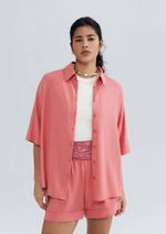 Camisa Feminina Manga Curta Em Linho