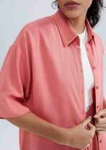 Camisa Feminina Manga Curta Em Linho