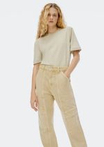 Calça De Sarja Feminina Cargo Reta Cintura Média