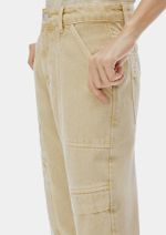 Calça De Sarja Feminina Cargo Reta Cintura Média