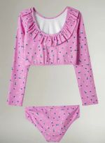 Biquíni Infantil Cropped Estampado Com Babados