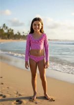 Biquíni Infantil Cropped Estampado Com Babados