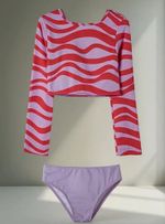 Biquíni Infantil Cropped Estampado Com Babados