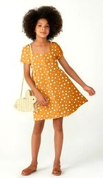 Vestido Infantil Em Tecido Sarjado De Viscose