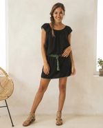 Vestido Básico Soltinho Com Detalhe Em Crochê