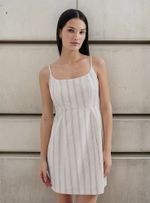 Vestido Curto Fio Tinto Com Linho