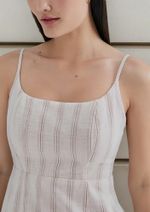 Vestido Curto Fio Tinto Com Linho